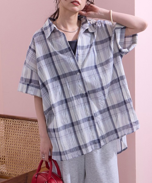 THE CRAFT CREW PRODUCTS(ザクラフトクループロダクツ)の「インドコットン ボイルチェック アソート 半袖シャツ【THE CRAFT CREW PRODUCTS】(シャツ/ブラウス・レディース・ブラウン/ベージュ系/レッド/ブラック/ブルー/ネイビー系・FREE)」の4枚目の写真