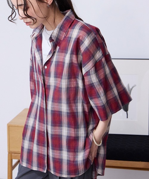 THE CRAFT CREW PRODUCTS(ザクラフトクループロダクツ)の「インドコットン ボイルチェック アソート 半袖シャツ【THE CRAFT CREW PRODUCTS】(シャツ/ブラウス・レディース・ブラウン/ベージュ系/レッド/ブラック/ブルー/ネイビー系・FREE)」の6枚目の写真