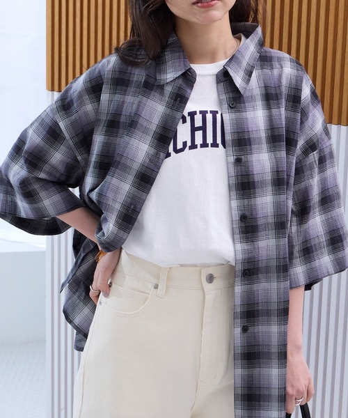 THE CRAFT CREW PRODUCTS(ザクラフトクループロダクツ)の「インドコットン ボイルチェック アソート 半袖シャツ【THE CRAFT CREW PRODUCTS】(シャツ/ブラウス・レディース・ブラウン/ベージュ系/レッド/ブラック/ブルー/ネイビー系・FREE)」の2枚目の写真