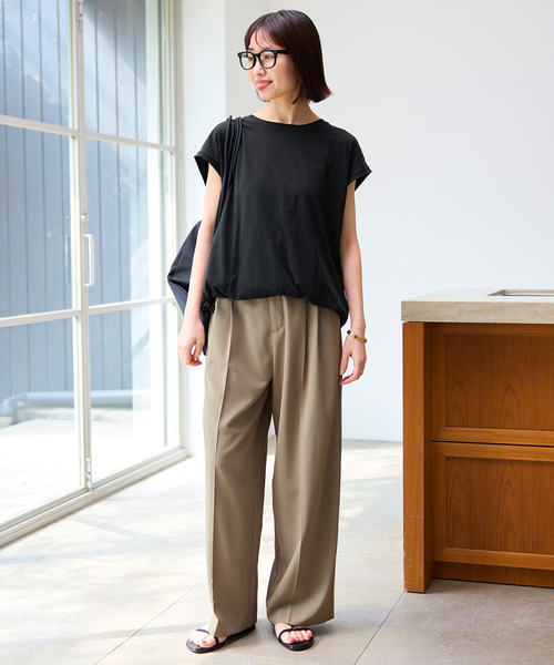 SLOBE IENA（スローブイエナ）の「《2枚セット/》ニュアンスカットソー×ナロースカートセットアップ（Tシャツ/カットソー・レディース・ブラック/ブラウン・36/38）」の14枚目の写真