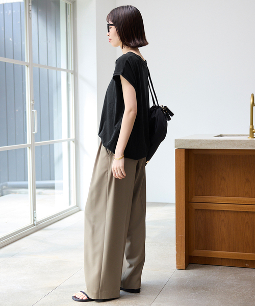 SLOBE IENA（スローブイエナ）の「《2枚セット/》ニュアンスカットソー×ナロースカートセットアップ（Tシャツ/カットソー・レディース・ブラック/ブラウン・36/38）」の15枚目の写真