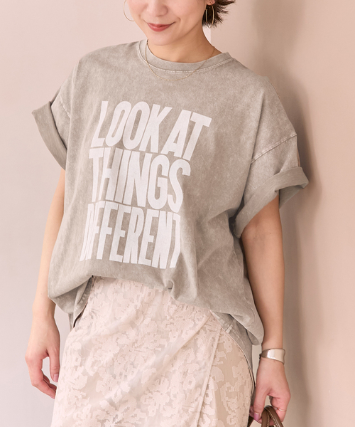 JOURNAL STANDARD(ジャーナルスタンダード)の「《追加》ラウンドヘムピグメントT(Tシャツ/カットソー・レディース・ピンク/ホワイト系その他/ベージュ/チョコ・FREE)」の1枚目の写真
