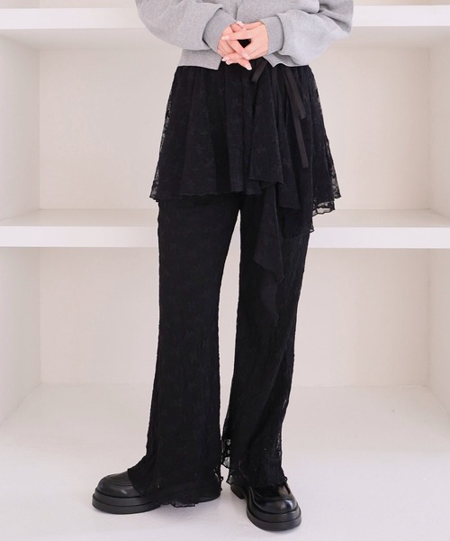 archives（アルシーヴ）の「レイヤードレースパンツ（その他パンツ・レディース・アイボリー/ブラック・MEDIUM）」の2枚目の写真