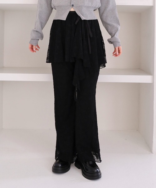 archives（アルシーヴ）の「レイヤードレースパンツ（その他パンツ・レディース・アイボリー/ブラック・MEDIUM）」の12枚目の写真