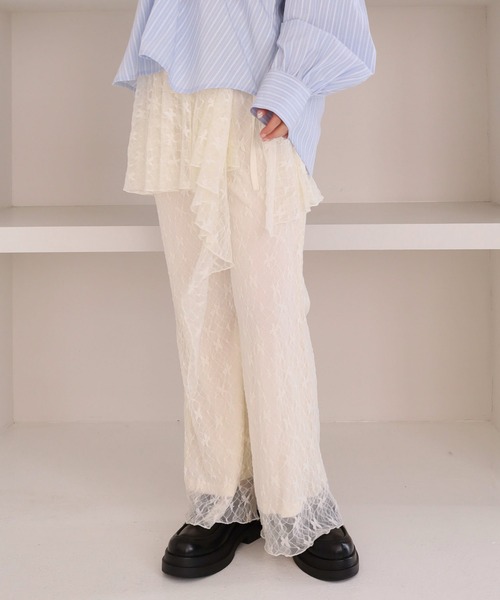 archives（アルシーヴ）の「レイヤードレースパンツ（その他パンツ・レディース・アイボリー/ブラック・MEDIUM）」の3枚目の写真