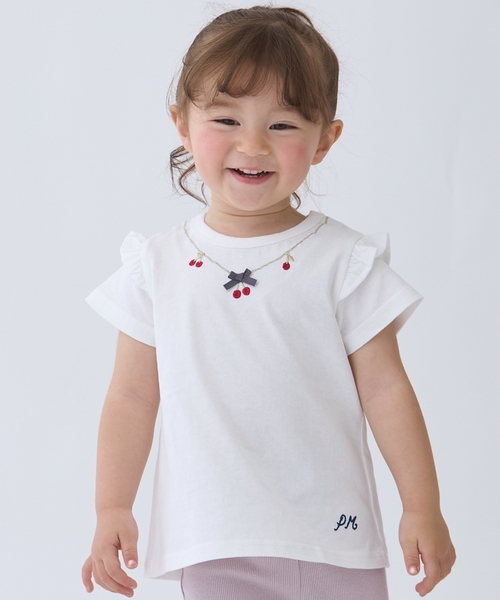 petit main(プティマイン)の「【プティプラ】GIRLS 半袖Tシャツ(Tシャツ/カットソー・キッズ・ライトブルー/マルチ/カラフル/アイボリー/ライトピンク/ライトベージュ/オフホワイト/ネイビー/レモンイエロー/レッド・110cm/100cm/130cm/80cm/90cm/120cm)」の2枚目の写真