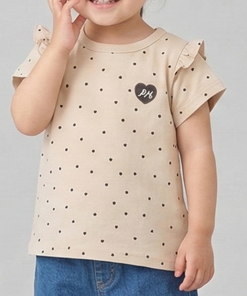petit main(プティマイン)の「【プティプラ】GIRLS 半袖Tシャツ(Tシャツ/カットソー・キッズ・ライトブルー/マルチ/カラフル/アイボリー/ライトピンク/ライトベージュ/オフホワイト/ネイビー/レモンイエロー/レッド・110cm/100cm/130cm/80cm/90cm/120cm)」の4枚目の写真