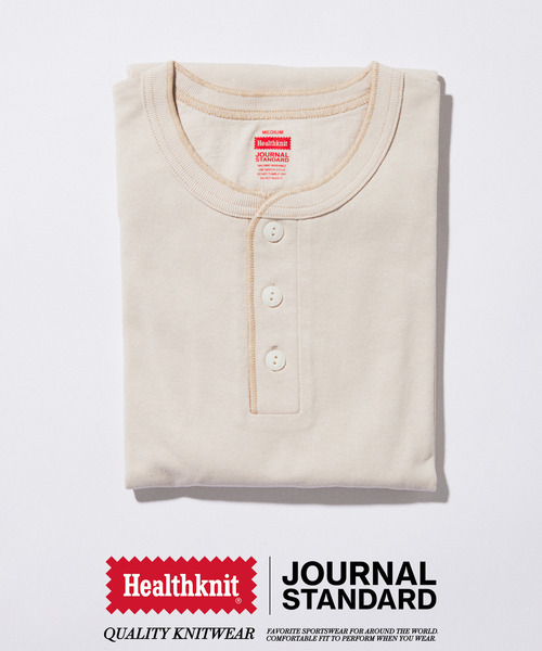 Healthknit（ヘルスニット）の「Healthknit / ヘルスニット 別注 ヘンリーネックTシャツ（Tシャツ/カットソー・メンズ・ホワイト/ブラウン/イエロー/ブラック系その他/ベージュ系その他・MEDIUM/LARGE）」の4枚目の写真