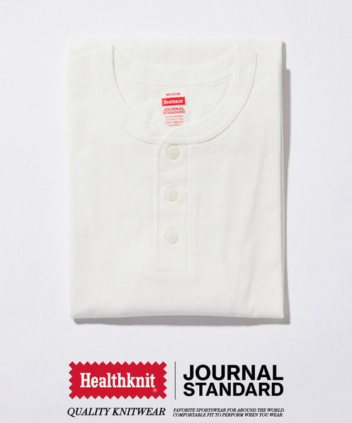 Healthknit（ヘルスニット）の「Healthknit / ヘルスニット 別注 ヘンリーネックTシャツ（Tシャツ/カットソー・メンズ・ホワイト/ブラウン/イエロー/ブラック系その他/ベージュ系その他・MEDIUM/LARGE）」の2枚目の写真