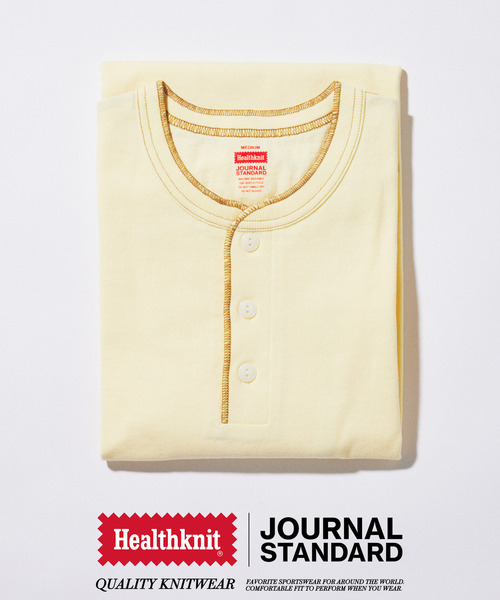 Healthknit（ヘルスニット）の「Healthknit / ヘルスニット 別注 ヘンリーネックTシャツ（Tシャツ/カットソー・メンズ・ホワイト/ブラウン/イエロー/ブラック系その他/ベージュ系その他・MEDIUM/LARGE）」の5枚目の写真