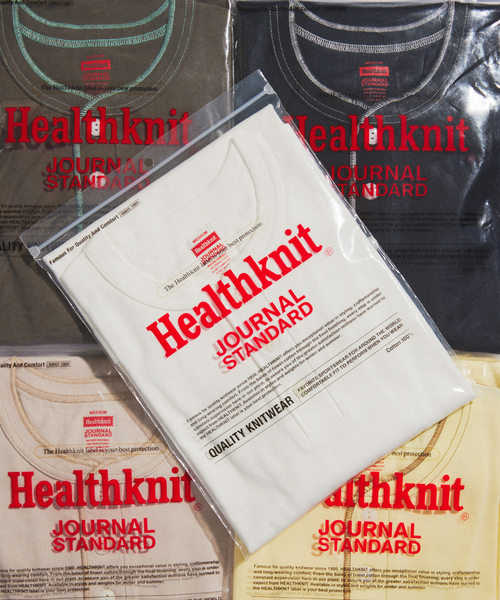 Healthknit（ヘルスニット）の「Healthknit / ヘルスニット 別注 ヘンリーネックTシャツ（Tシャツ/カットソー・メンズ・ホワイト/ブラウン/イエロー/ブラック系その他/ベージュ系その他・MEDIUM/LARGE）」の6枚目の写真