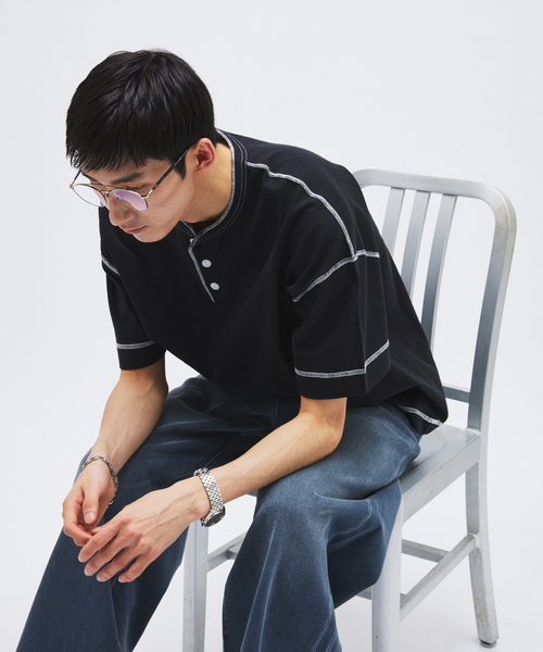 Healthknit(ヘルスニット)の「Healthknit / ヘルスニット 別注 ヘンリーネックTシャツ(Tシャツ/カットソー・メンズ・ホワイト/ブラウン/イエロー/ブラック系その他/ベージュ系その他・MEDIUM/LARGE)」の22枚目の写真