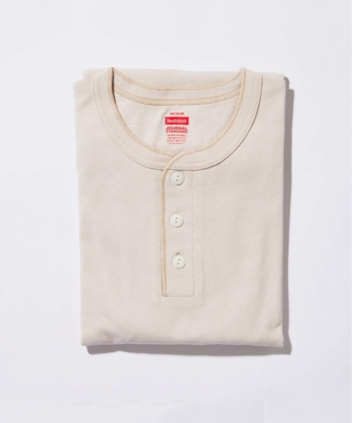 Healthknit(ヘルスニット)の「Healthknit / ヘルスニット 別注 ヘンリーネックTシャツ(Tシャツ/カットソー・メンズ・ホワイト/ブラウン/イエロー/ブラック系その他/ベージュ系その他・MEDIUM/LARGE)」の4枚目の写真