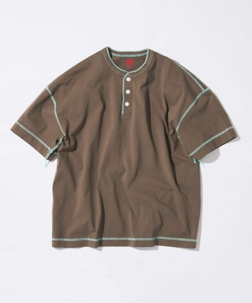 Healthknit(ヘルスニット)の「Healthknit / ヘルスニット 別注 ヘンリーネックTシャツ(Tシャツ/カットソー・メンズ・ホワイト/ブラウン/イエロー/ブラック系その他/ベージュ系その他・MEDIUM/LARGE)」の3枚目の写真