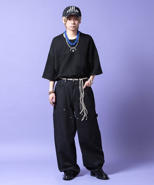 a.p.o.v.（エーピーオービー）の「a.p.o.v. バックアシンメトリーフレイム刺繍コットンスーパーワイドダブルニーペインターパンツ（チノパンツ・メンズ・ブラウン/ブラック・ONESIZE）」の8枚目の写真