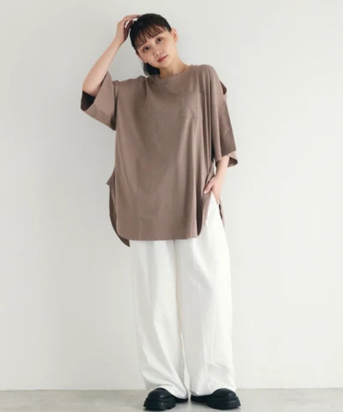 merrylatte（メリーラテ）の「肩空きラウンドTシャツ【IROHANI】（Tシャツ/カットソー・レディース・ベージュ/ホワイト/グレー・FREE）」の3枚目の写真