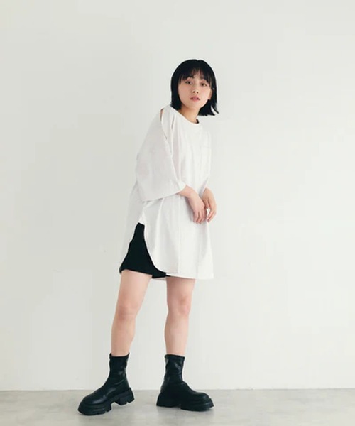 merrylatte（メリーラテ）の「肩空きラウンドTシャツ【IROHANI】（Tシャツ/カットソー・レディース・ベージュ/ホワイト/グレー・FREE）」の16枚目の写真