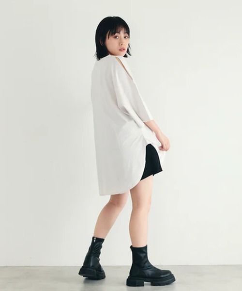 merrylatte（メリーラテ）の「肩空きラウンドTシャツ【IROHANI】（Tシャツ/カットソー・レディース・ベージュ/ホワイト/グレー・FREE）」の13枚目の写真