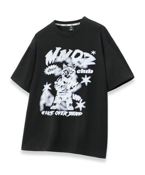 MOZMOZ（モズモズ）の「フードパーカーオーバーサイズ半袖Tシャツブラック（Tシャツ/カットソー・レディース・その他・1/2/3）」の4枚目の写真