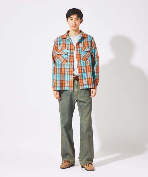 JOURNAL STANDARD(ジャーナルスタンダード)の「エアリー チェック オープンカラー シャツ(シャツ/ブラウス・メンズ・ライトグリーン/ホワイト×ホワイト/オレンジ/ブルー系その他・LARGE/MEDIUM)」の7枚目の写真