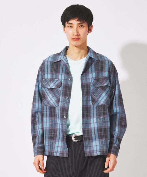 JOURNAL STANDARD(ジャーナルスタンダード)の「エアリー チェック オープンカラー シャツ(シャツ/ブラウス・メンズ・ライトグリーン/ホワイト×ホワイト/オレンジ/ブルー系その他・LARGE/MEDIUM)」の9枚目の写真