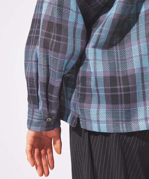 JOURNAL STANDARD(ジャーナルスタンダード)の「エアリー チェック オープンカラー シャツ(シャツ/ブラウス・メンズ・ライトグリーン/ホワイト×ホワイト/オレンジ/ブルー系その他・LARGE/MEDIUM)」の15枚目の写真