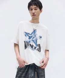 MAISON MINED（メゾンミネド）の「LUCENT STAR GRAPHIC HALF T WHITE GREYISH BLUE（Tシャツ/カットソー）」
