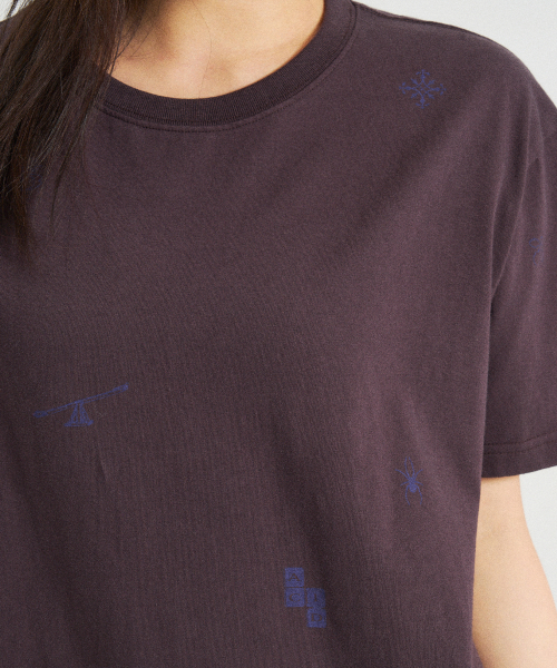 SLOWACID（スローアシッド）の「ウォッシュドスタンプ半袖Tシャツ[ダークパープル]（Tシャツ/カットソー・レディース・その他・SMALL/MEDIUM/LARGE/X-LARGE）」の3枚目の写真