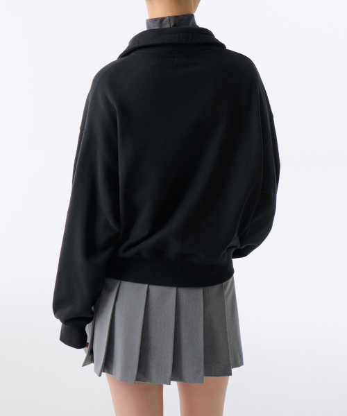 MUSINSA STANDARD WOMAN（ムシンサスタンダードウーマン）の「ウィメンズリラックスドストリングハーフジップスウェットシャツ[ブラック]（スウェット・レディース・その他・SMALL/LARGE/MEDIUM/X-SMALL）」の6枚目の写真