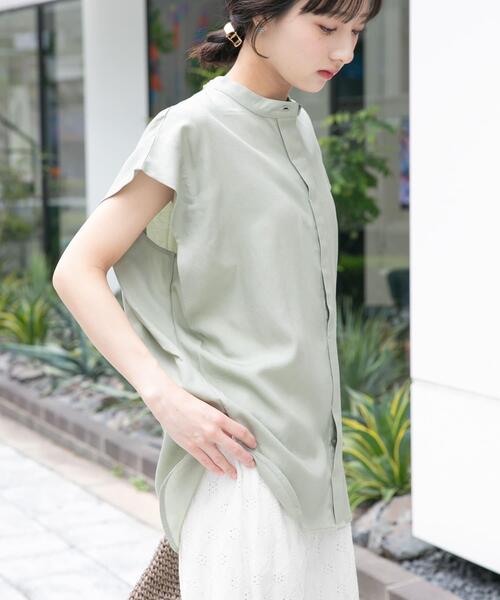 ITEMS URBANRESEARCH(アイテムズ アーバンリサーチ)の「リネン混タックフレンチスリーブシャツ(シャツ/ブラウス・レディース・ブラック/ホワイト/ライトブルー/カーキ・FREE)」の13枚目の写真