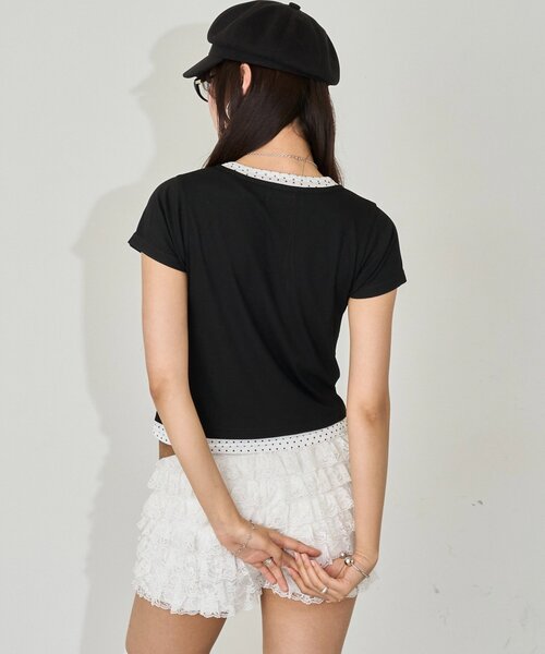 WHO'S WHO gallery（フーズフーギャラリー）の「レイヤードヘンリーS/Sトップス（Tシャツ/カットソー・レディース・イエロー/ネイビー/グレー/ブラック/アイボリー/サックスブルー/ピンク・FREE）」の16枚目の写真