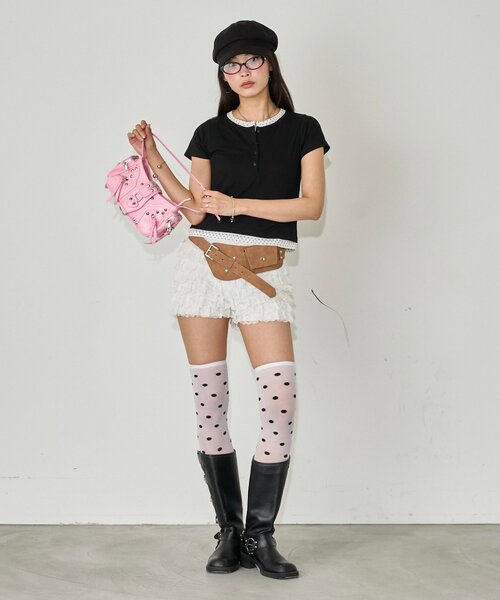 WHO'S WHO gallery（フーズフーギャラリー）の「レイヤードヘンリーS/Sトップス（Tシャツ/カットソー・レディース・イエロー/ネイビー/グレー/ブラック/アイボリー/サックスブルー/ピンク・FREE）」の17枚目の写真