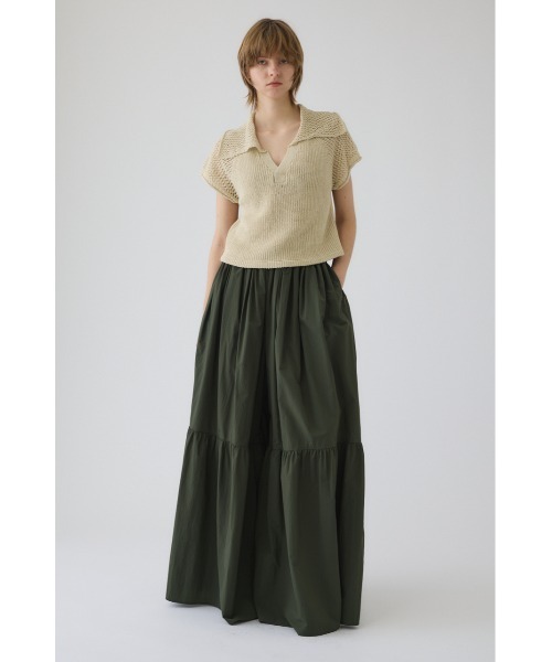 RIM.ARK(リムアーク)の「Linen mix open collar tops リネン ミックス オープン カラー トップス(ニット/セーター・レディース・ブラック/ライトベージュ/ダークブルー・FREE)」の2枚目の写真