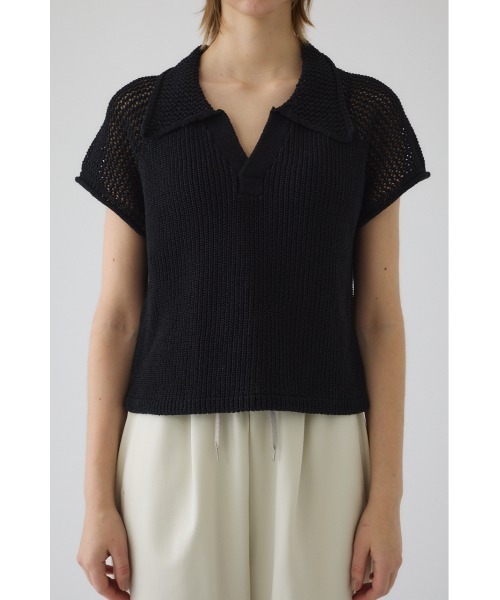 RIM.ARK(リムアーク)の「Linen mix open collar tops リネン ミックス オープン カラー トップス(ニット/セーター・レディース・ブラック/ライトベージュ/ダークブルー・FREE)」の11枚目の写真