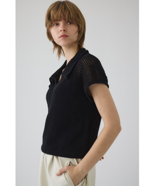 RIM.ARK(リムアーク)の「Linen mix open collar tops リネン ミックス オープン カラー トップス(ニット/セーター・レディース・ブラック/ライトベージュ/ダークブルー・FREE)」の7枚目の写真