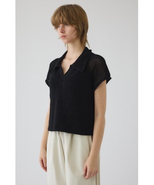 RIM.ARK(リムアーク)の「Linen mix open collar tops リネン ミックス オープン カラー トップス(ニット/セーター・レディース・ブラック/ライトベージュ/ダークブルー・FREE)」の8枚目の写真