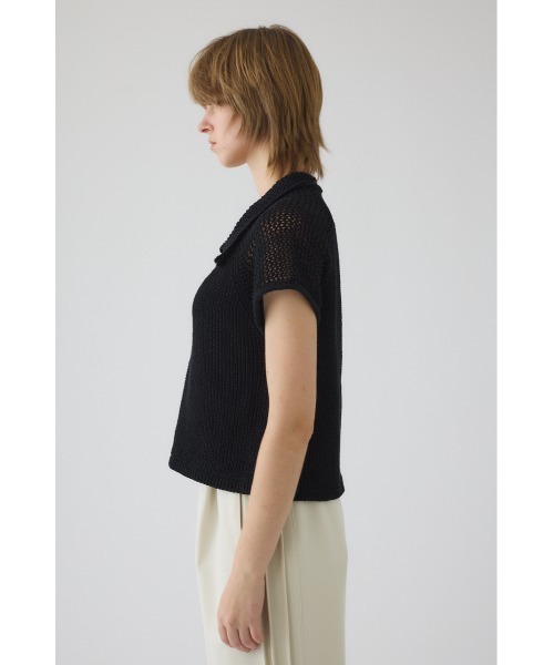 RIM.ARK(リムアーク)の「Linen mix open collar tops リネン ミックス オープン カラー トップス(ニット/セーター・レディース・ブラック/ライトベージュ/ダークブルー・FREE)」の9枚目の写真