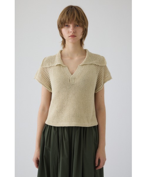 RIM.ARK(リムアーク)の「Linen mix open collar tops リネン ミックス オープン カラー トップス(ニット/セーター・レディース・ブラック/ライトベージュ/ダークブルー・FREE)」の15枚目の写真