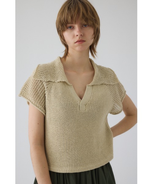 RIM.ARK(リムアーク)の「Linen mix open collar tops リネン ミックス オープン カラー トップス(ニット/セーター・レディース・ブラック/ライトベージュ/ダークブルー・FREE)」の16枚目の写真