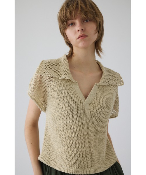 RIM.ARK(リムアーク)の「Linen mix open collar tops リネン ミックス オープン カラー トップス(ニット/セーター・レディース・ブラック/ライトベージュ/ダークブルー・FREE)」の17枚目の写真