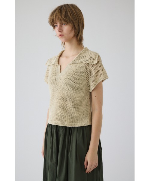 RIM.ARK(リムアーク)の「Linen mix open collar tops リネン ミックス オープン カラー トップス(ニット/セーター・レディース・ブラック/ライトベージュ/ダークブルー・FREE)」の18枚目の写真