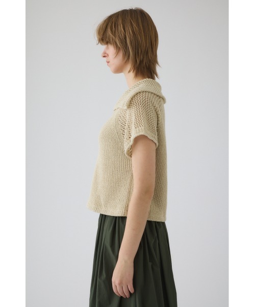 RIM.ARK(リムアーク)の「Linen mix open collar tops リネン ミックス オープン カラー トップス(ニット/セーター・レディース・ブラック/ライトベージュ/ダークブルー・FREE)」の19枚目の写真