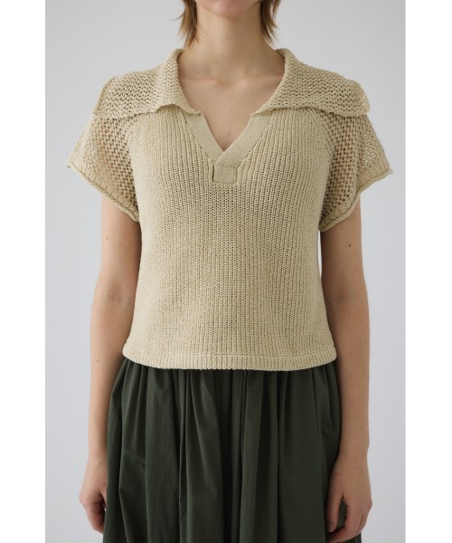 RIM.ARK(リムアーク)の「Linen mix open collar tops リネン ミックス オープン カラー トップス(ニット/セーター・レディース・ブラック/ライトベージュ/ダークブルー・FREE)」の21枚目の写真