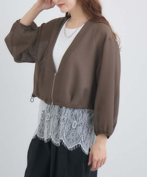 KATHARINE ROSS(キャサリンロス)の「Vネックジップメッシュカーデ(カーディガン/ボレロ・レディース・ブラウン/ベージュ/ブラック・FREE)」の7枚目の写真