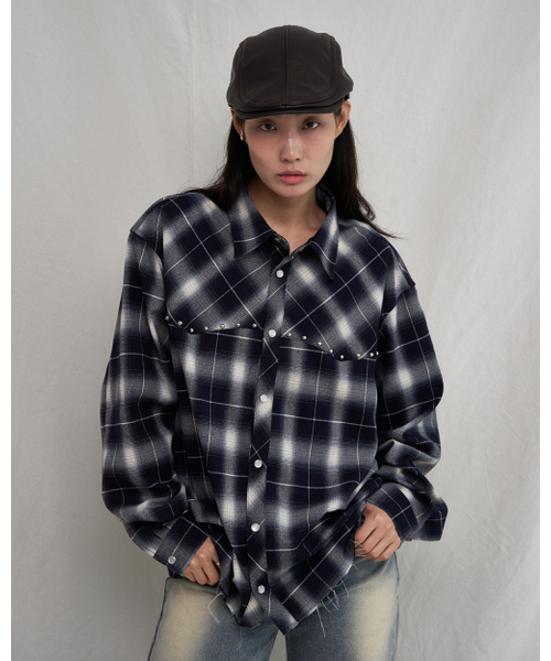 AMENDER(アメンダー)の「WESTERN PIERCING CHECK SHIRT (navy)(シャツ/ブラウス・レディース・その他・FREE)」の4枚目の写真