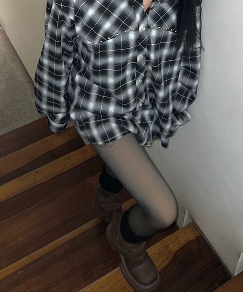AMENDER(アメンダー)の「WESTERN PIERCING CHECK SHIRT (navy)(シャツ/ブラウス・レディース・その他・FREE)」の7枚目の写真