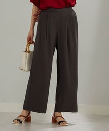 麻調素材タック使いワイドパンツ６０丈