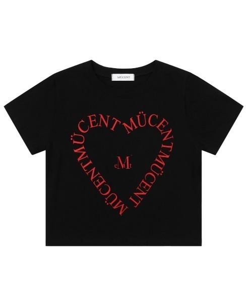 MUCENT(ムセント)の「A'GEM/9 × .kom 『MUCENT/ムセント』 HEART LETTERING HALF TEE/ハートレタリング半袖Tシャツ(Tシャツ/カットソー・レディース・ピンク/ブラック×ホワイト/ライトブルー/ブラック×レッド・S)」の8枚目の写真