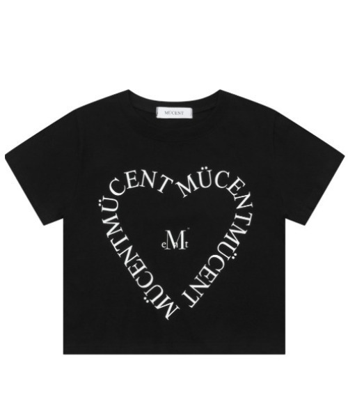 MUCENT(ムセント)の「A'GEM/9 × .kom 『MUCENT/ムセント』 HEART LETTERING HALF TEE/ハートレタリング半袖Tシャツ(Tシャツ/カットソー・レディース・ピンク/ブラック×ホワイト/ライトブルー/ブラック×レッド・S)」の6枚目の写真