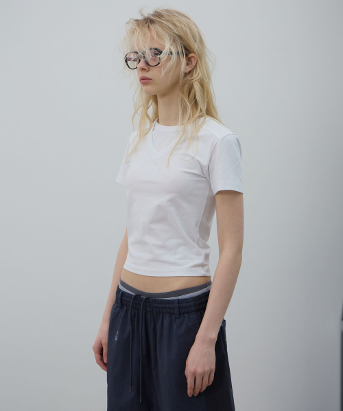 LCDC TM(エルシーディーシーティーエム)の「DOUBLE LAYER V-NECK TOP (WHITE)(Tシャツ/カットソー・レディース・その他・MEDIUM/SMALL)」の6枚目の写真